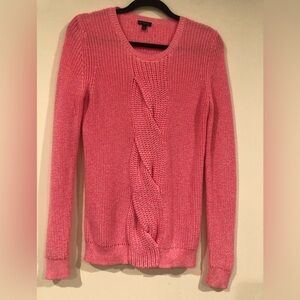 Talbots pink knit sweater with cable detail